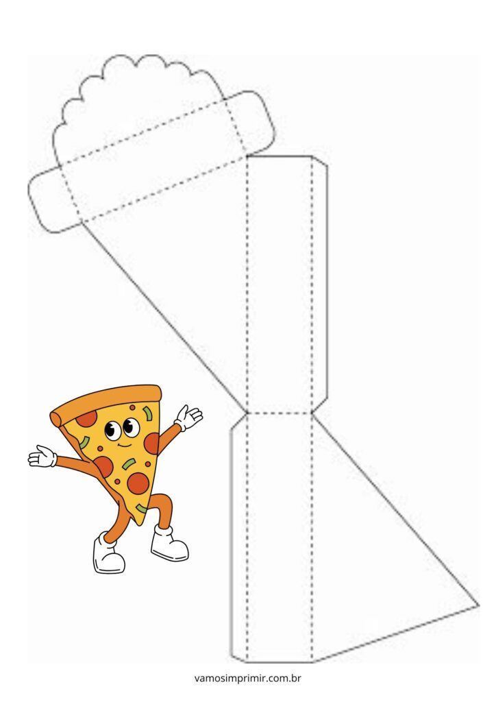 Molde de Caixa para imprimir com design divertido de pizza