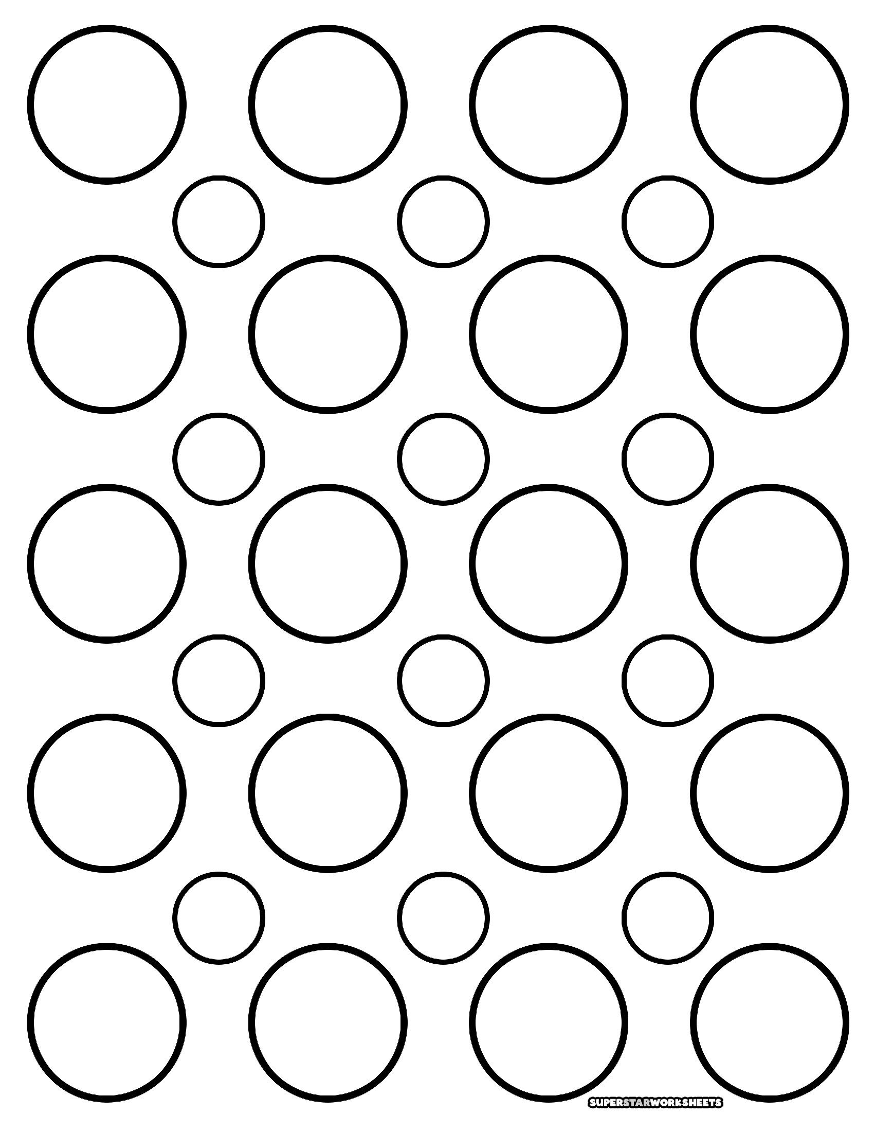 Molde de Centros de Flores com Círculos de Diferentes Tamanhos para Imprimir