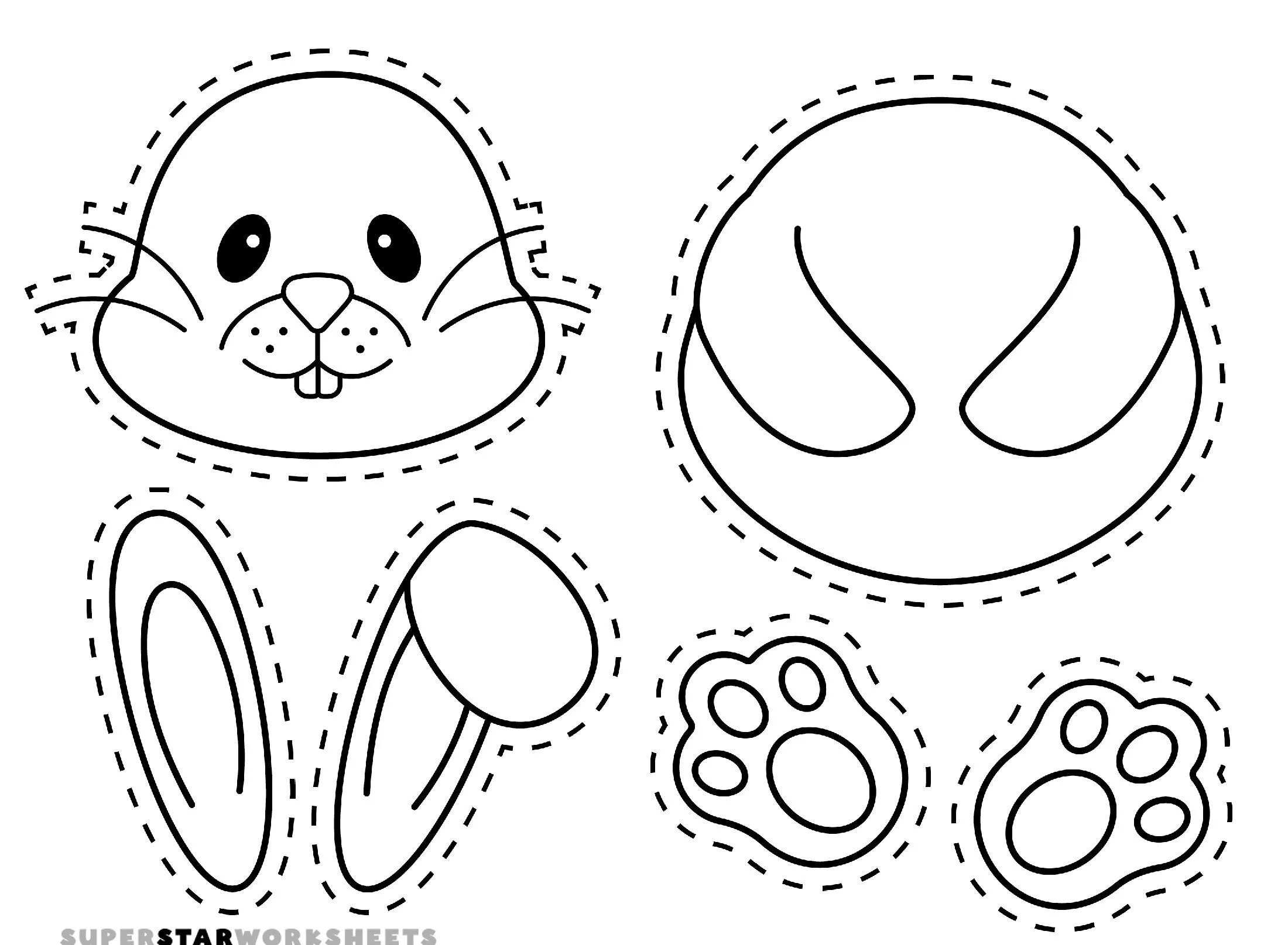 Molde de Coelho em Preto e Branco para Imprimir