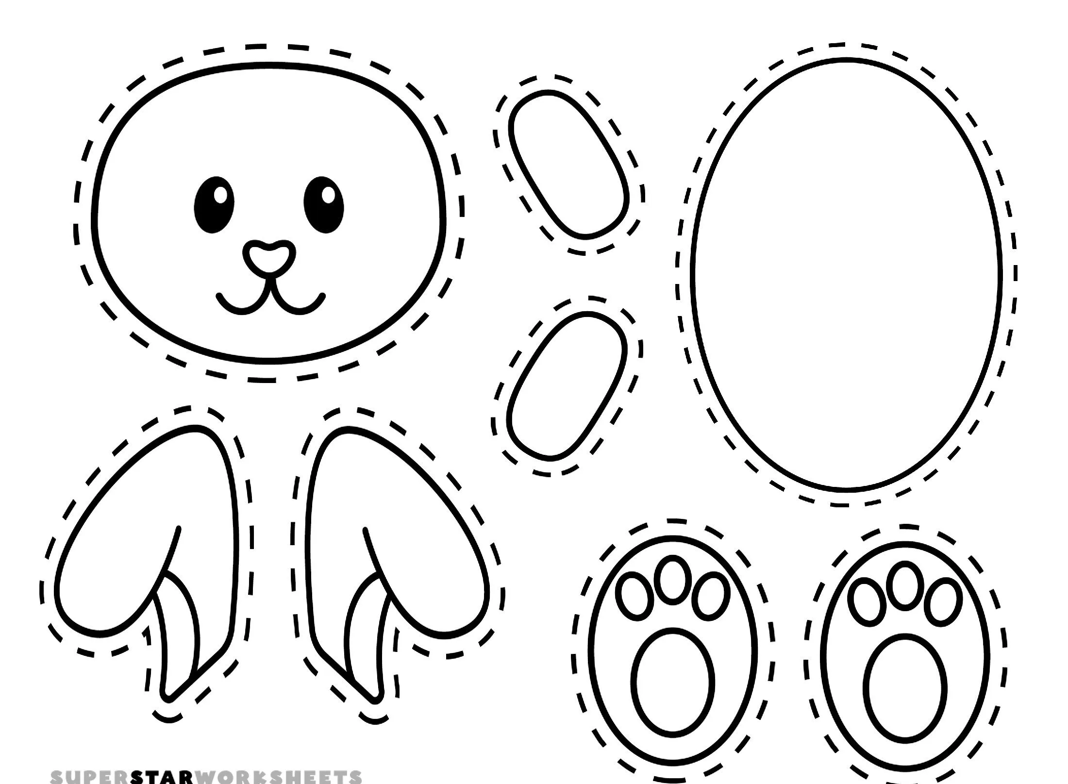 Molde de Coelho para Imprimir com Partes Recortáveis