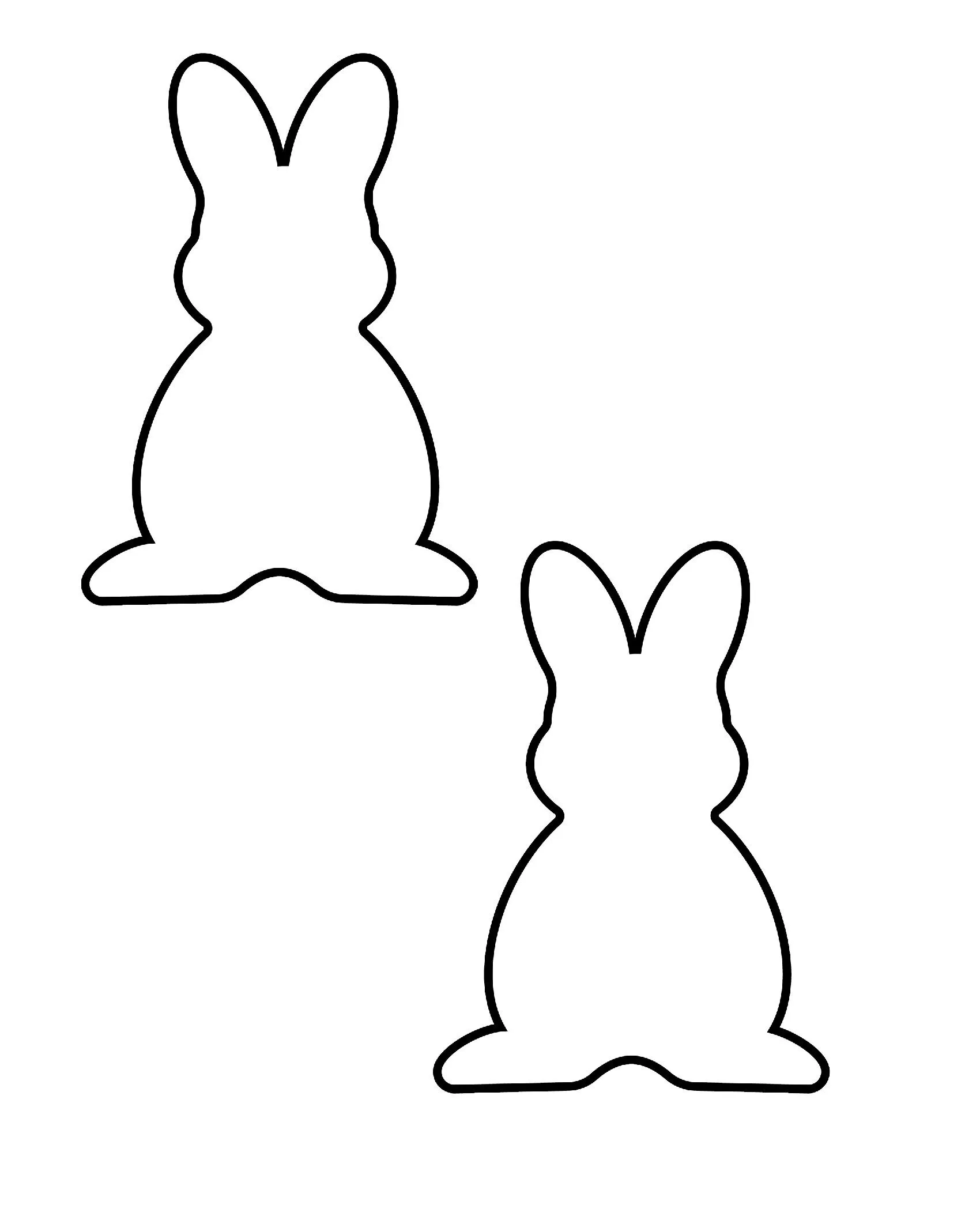 Molde de Coelho para Imprimir em Contorno Preto