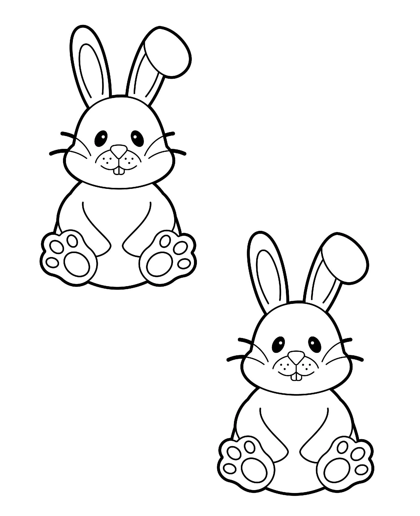 Molde de Coelho para Imprimir em Estilo Line Art