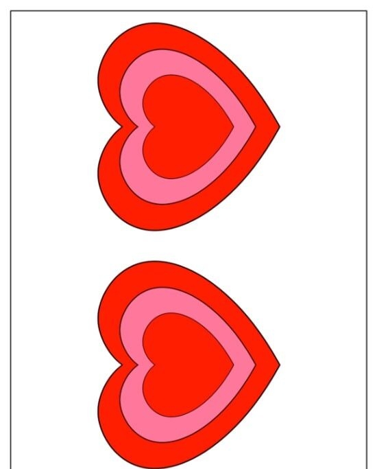 Molde de Coração Colorido para Imprimir - Craft e Decoração