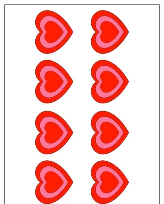 Molde de Coração Colorido para Imprimir e Criar Artesanato