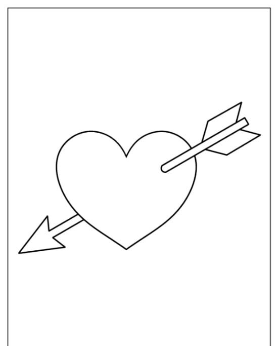 Molde de Coração com Flecha para Imprimir e Criar Artes Manuais