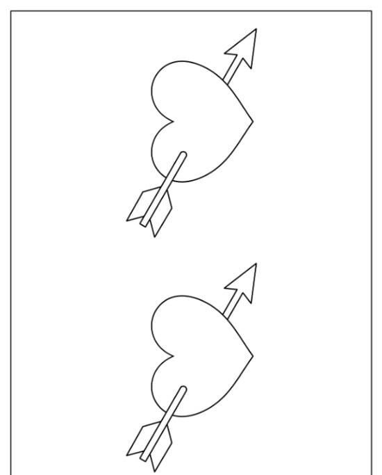 Molde de Coração com Flechas para imprimir - Atividades de Artesanato