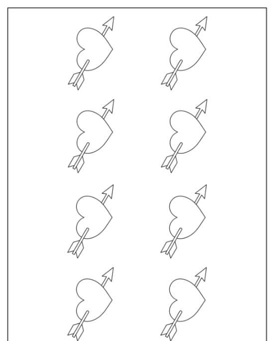 Molde de Coração com Setas para Imprimir e Personalizar Artesanato