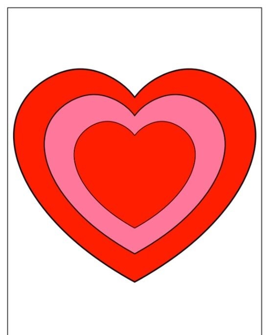 Molde de Coração com Três Corações para Imprimir e Criar DIY