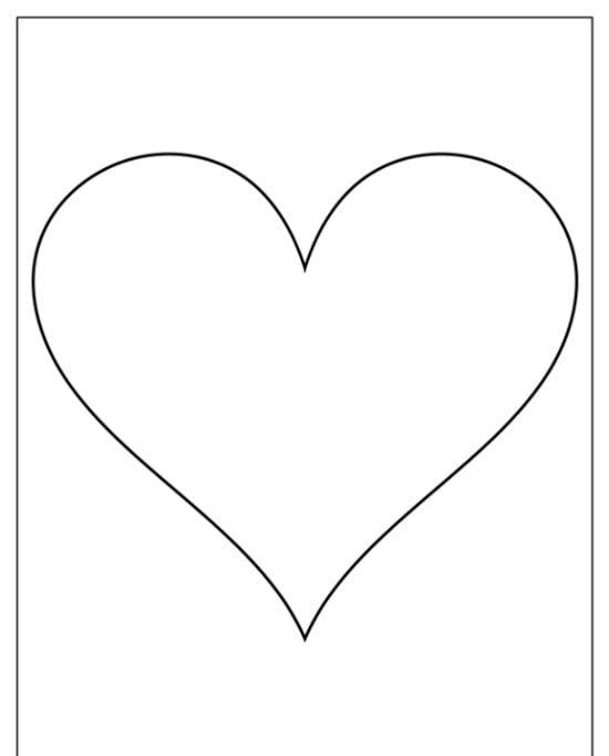 Molde de Coração Contornado para Imprimir em Folha Branca