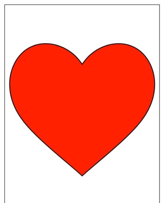 Molde de Coração Grande Vermelho para Imprimir e Usar em Artesanato