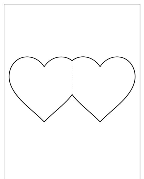 Molde de Coração para Imprimir - Cartão Dobrável Simples e Elegante