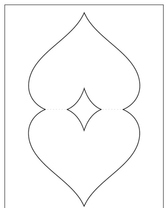 Molde de Coração para imprimir: Corações Simétricos Estilizados