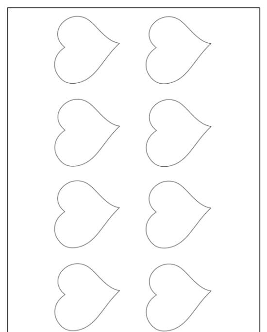 Molde de Coração para Imprimir em Duas Colunas Com Dez Corações