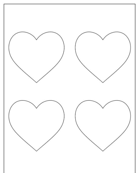 Molde de Coração para imprimir em papel para artesanato criativo
