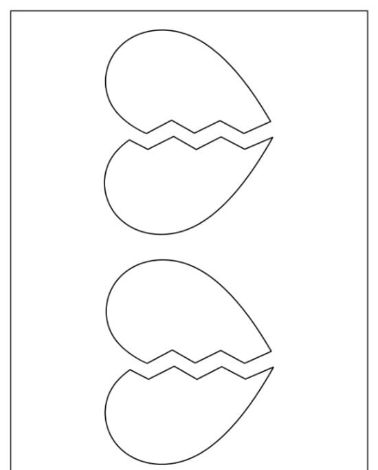 Molde de Coração Partido para Imprimir em Atividades Artesanais