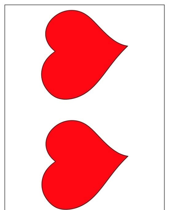 Molde de Coração Vermelho Dividido para Imprimir e Usar em Artesanato