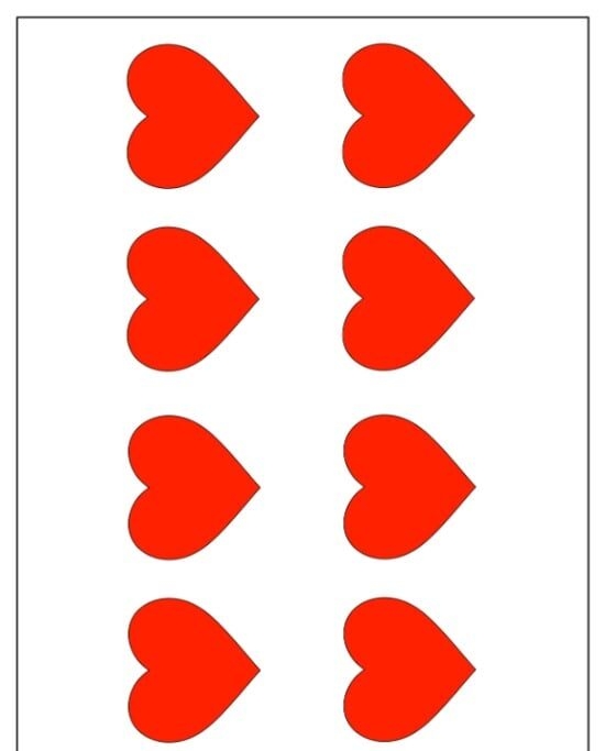 Molde de Coração Vermelho para Imprimir em 8 Formas Diferentes