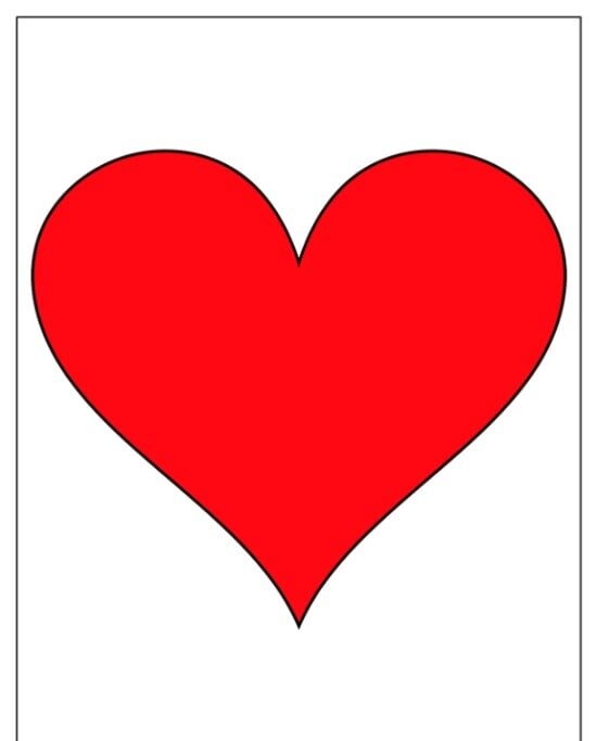 Molde de Coração Vermelho para Imprimir em Fundo Branco