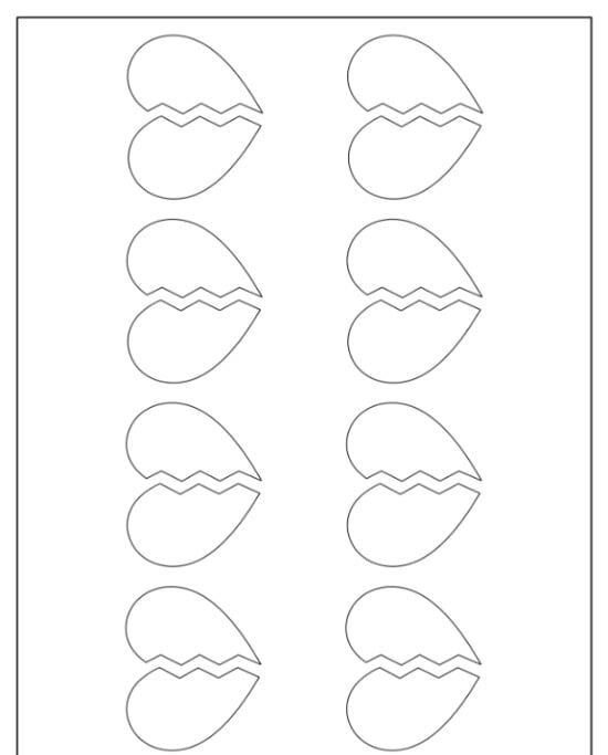 Molde de Corações Quebrados para Imprimir - Criatividade e Emoção