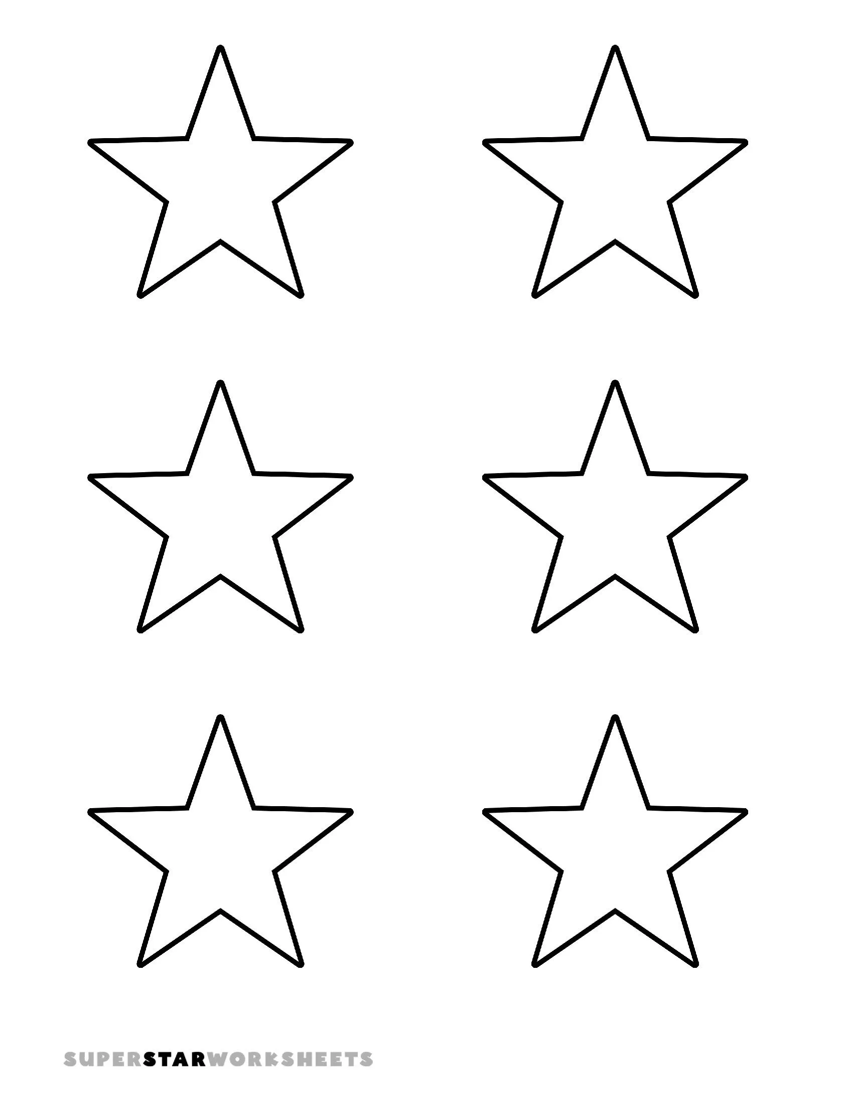 Molde de Estrela para Imprimir A4 com 6 Estrelas