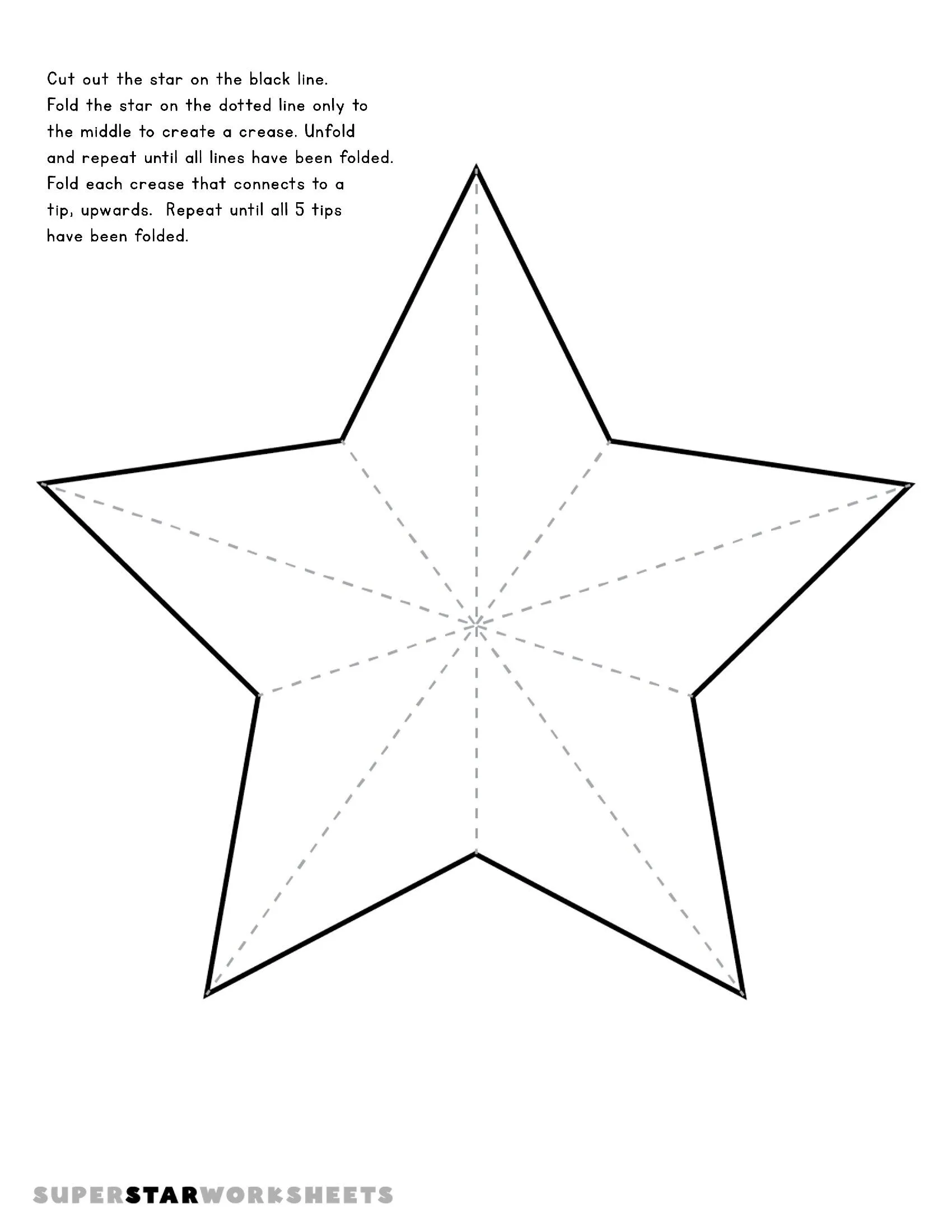 Molde de Estrela para Imprimir com Instruções de Dobra