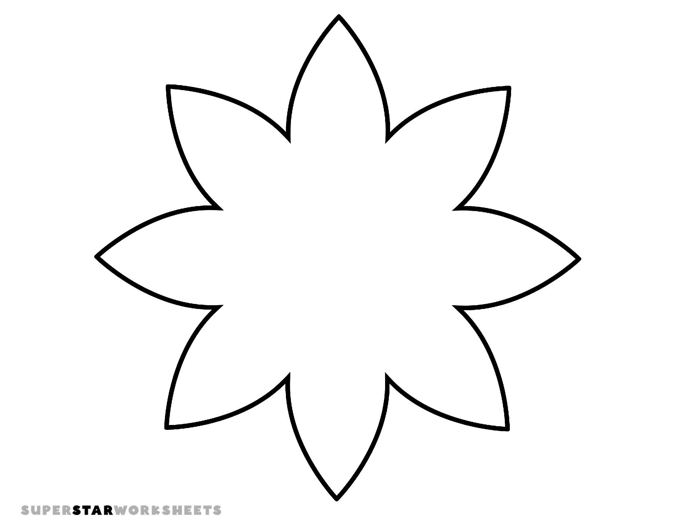 Molde de Flor Grande com 8 Pétalas para Imprimir e Colorir