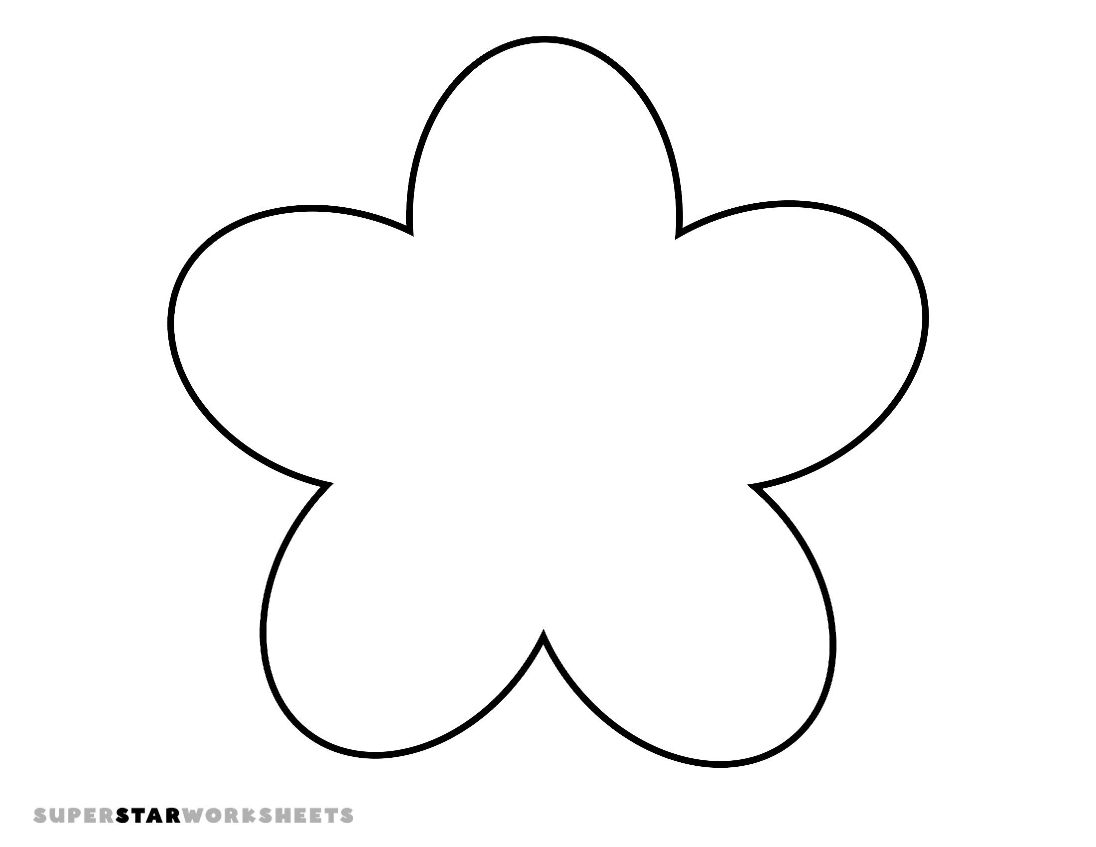 Molde de Flor para Imprimir com 5 Pétalas Arredondadas