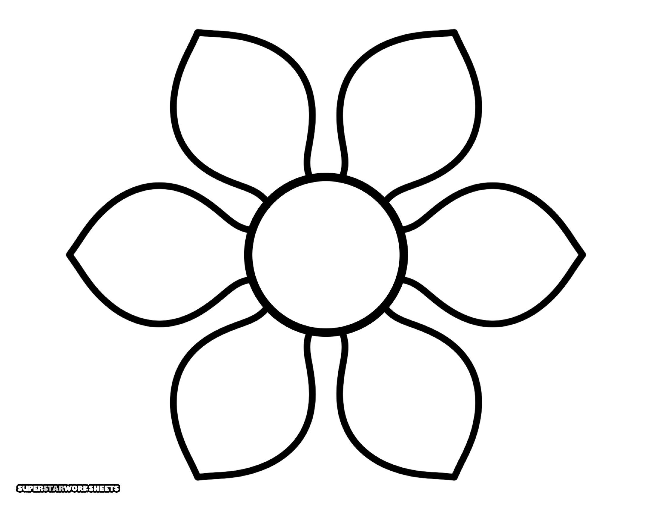 Molde de Flor para Imprimir com 5 Pétalas em Preto e Branco