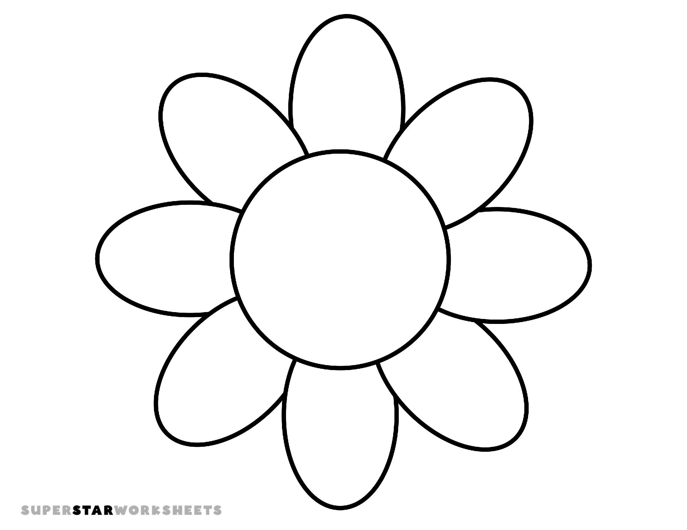 Molde de Flor para Imprimir com 8 Pétalas Ovais para Atividades Artísticas