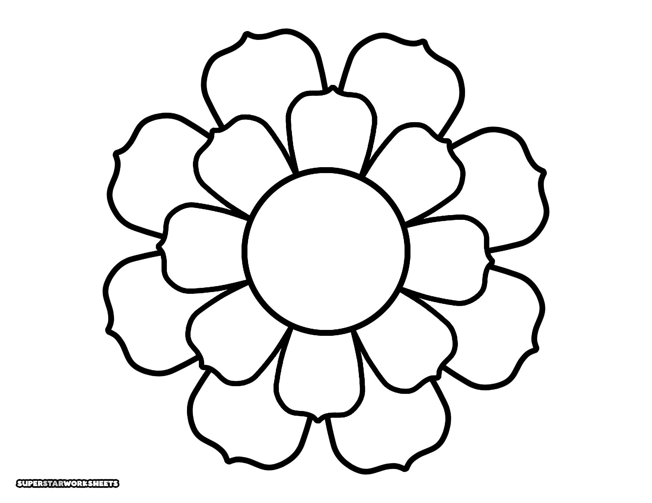 Molde de Flor para Imprimir com Pétalas Duplas e Simétricas