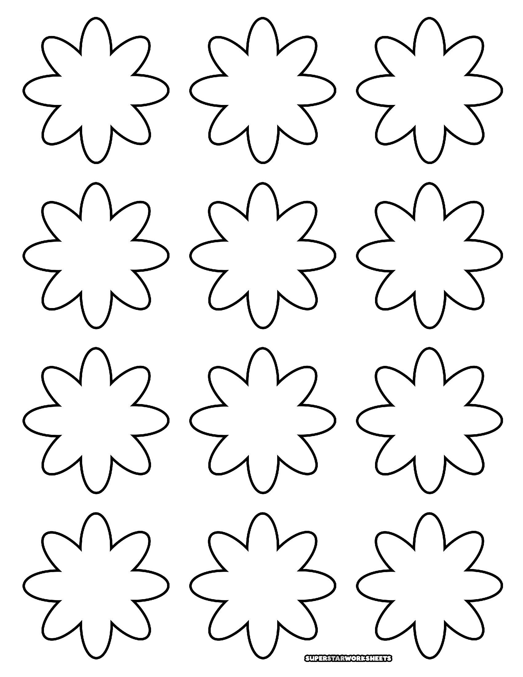 Molde de Flores para Imprimir com 12 flores em grade 3x4