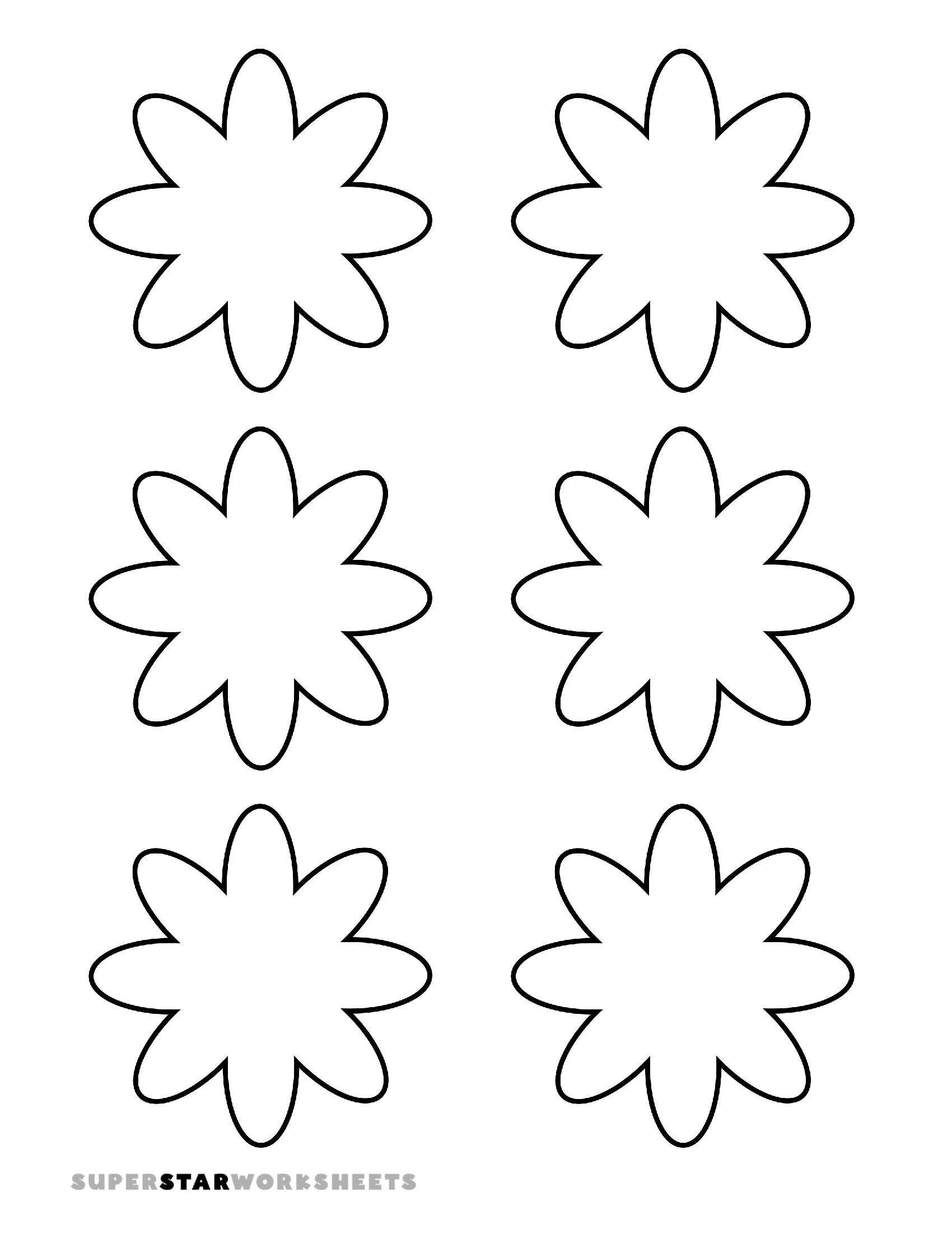 Molde de Flores para Imprimir com 6 Flores Simples e Elegantes