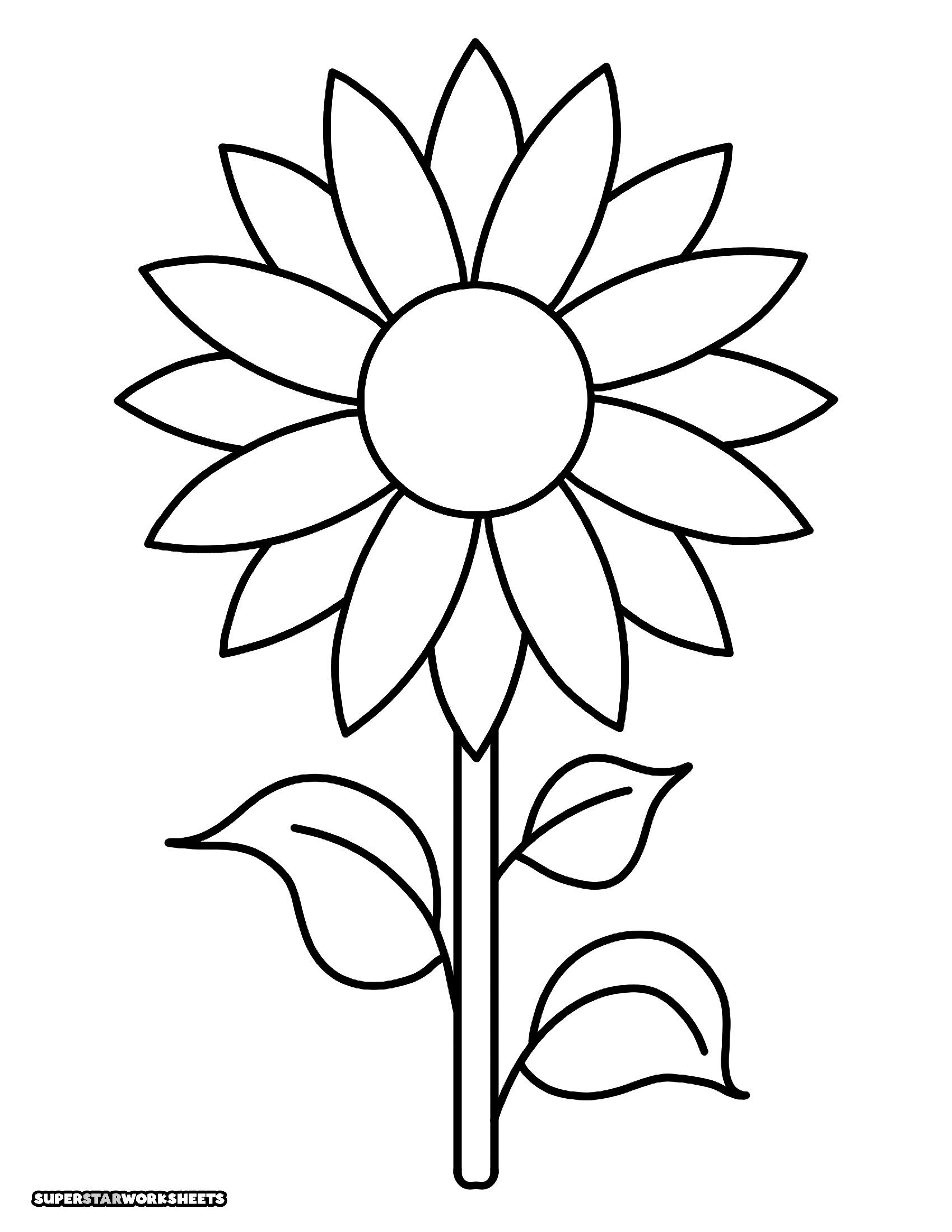 Molde de Girassol para Imprimir - Desenho para Colorir e Recortar