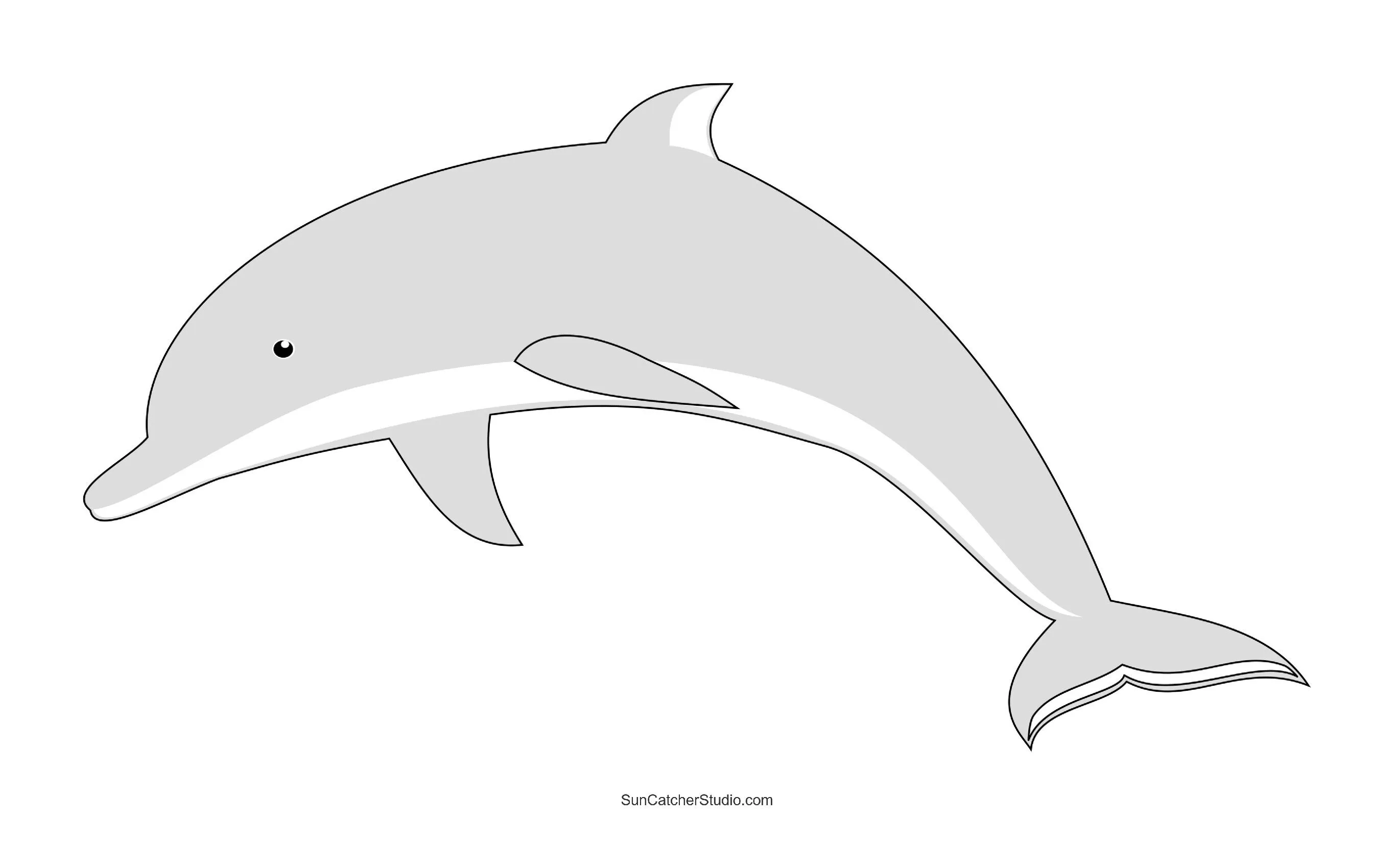 Molde de Golfinho para Impressão e Artesanato Infantil