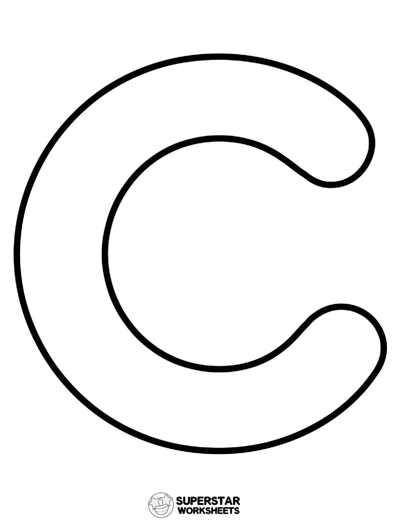 Molde de Letra C para imprimir e colorir com Superstar Worksheets