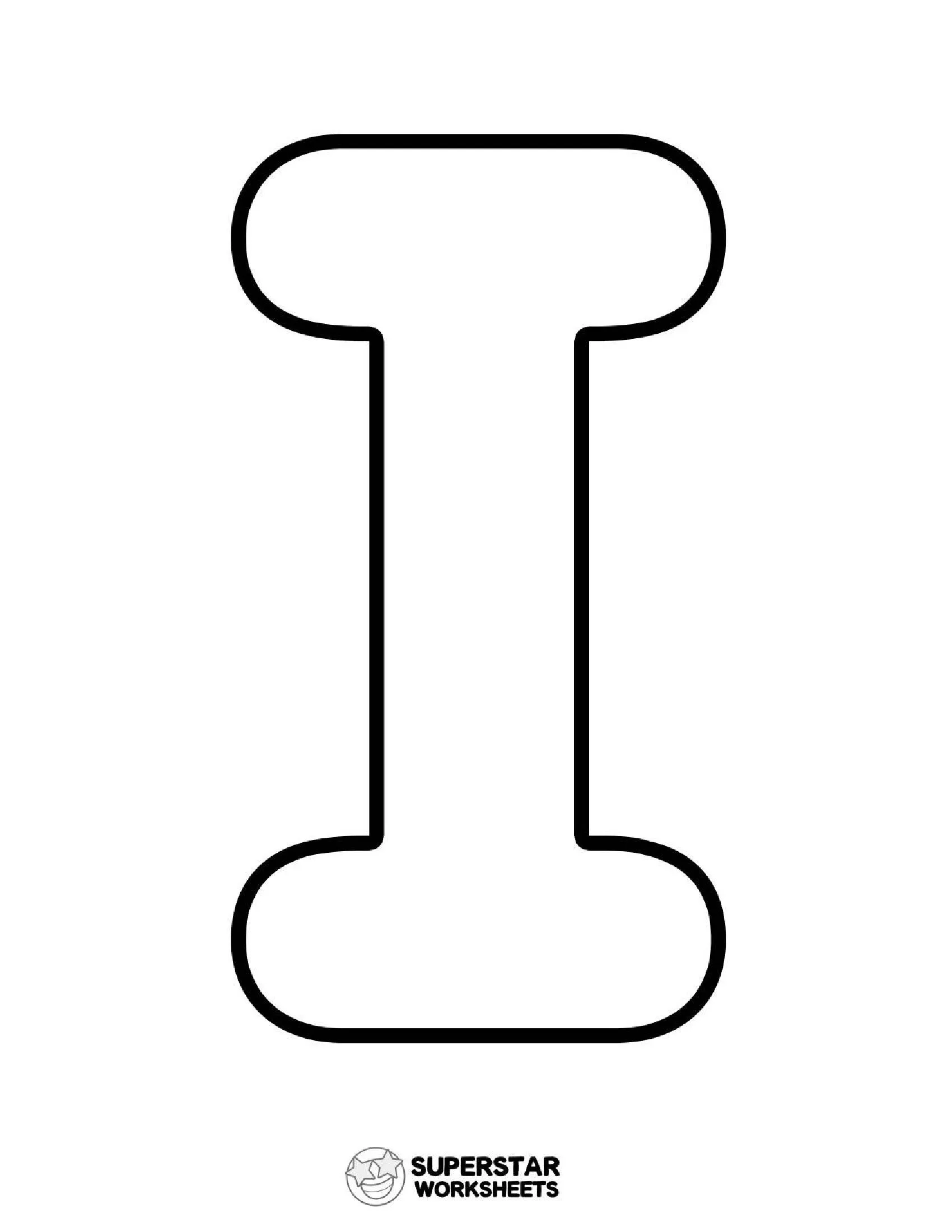 Molde de Letra I Maiúscula para Imprimir em Negrito e Contornado