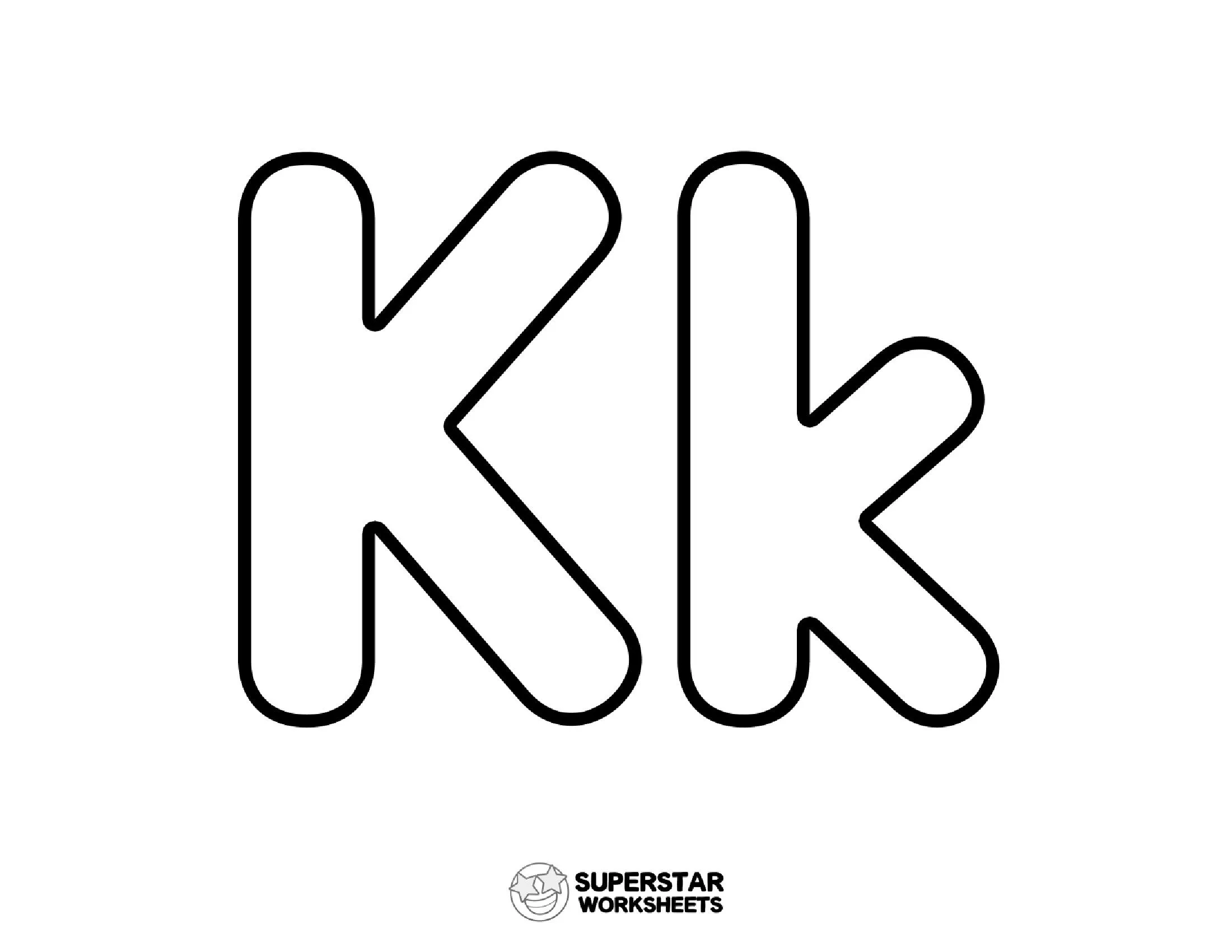 Molde de Letra K Grande e Pequena para Imprimir - Superstar Worksheets