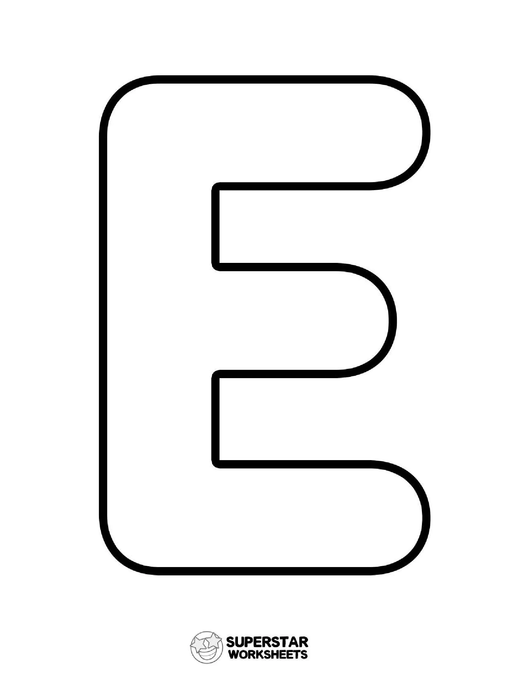 Molde de Letra para imprimir da Letra E Maiúscula - Superstar Worksheets