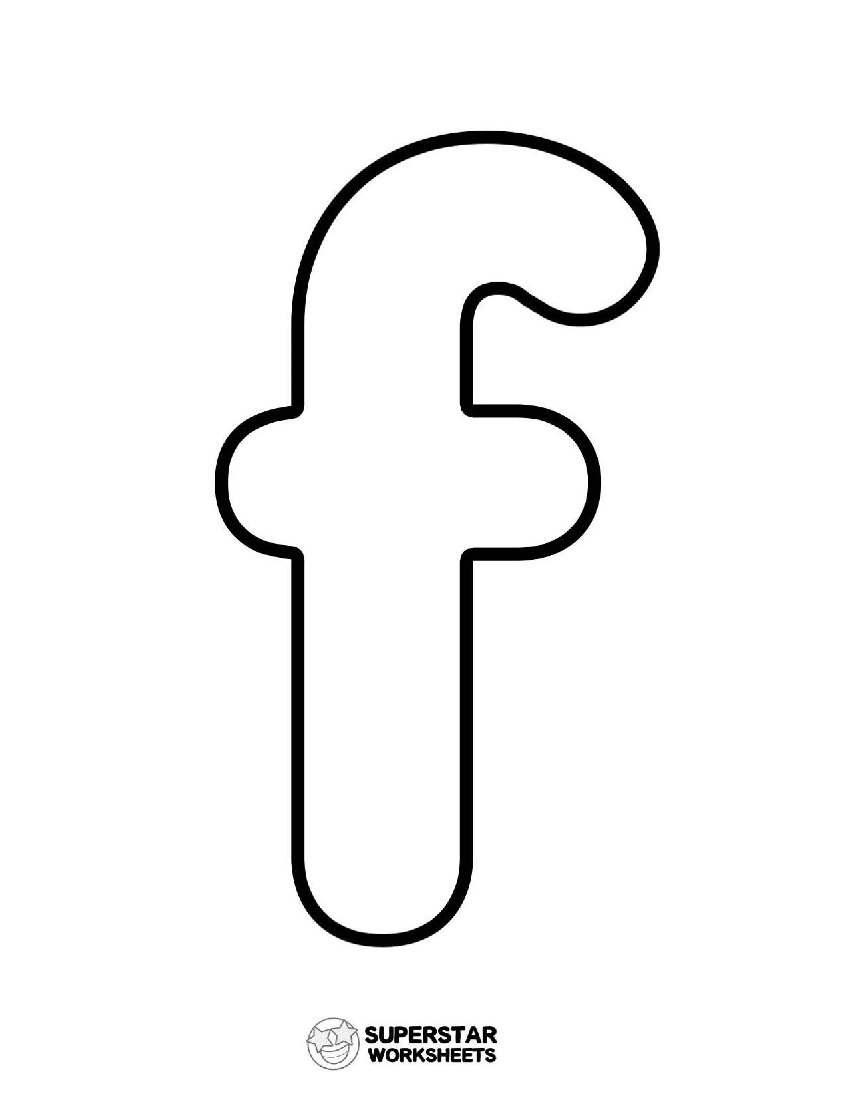 Molde de Letra para Imprimir da Letra f em Estilo Contornado