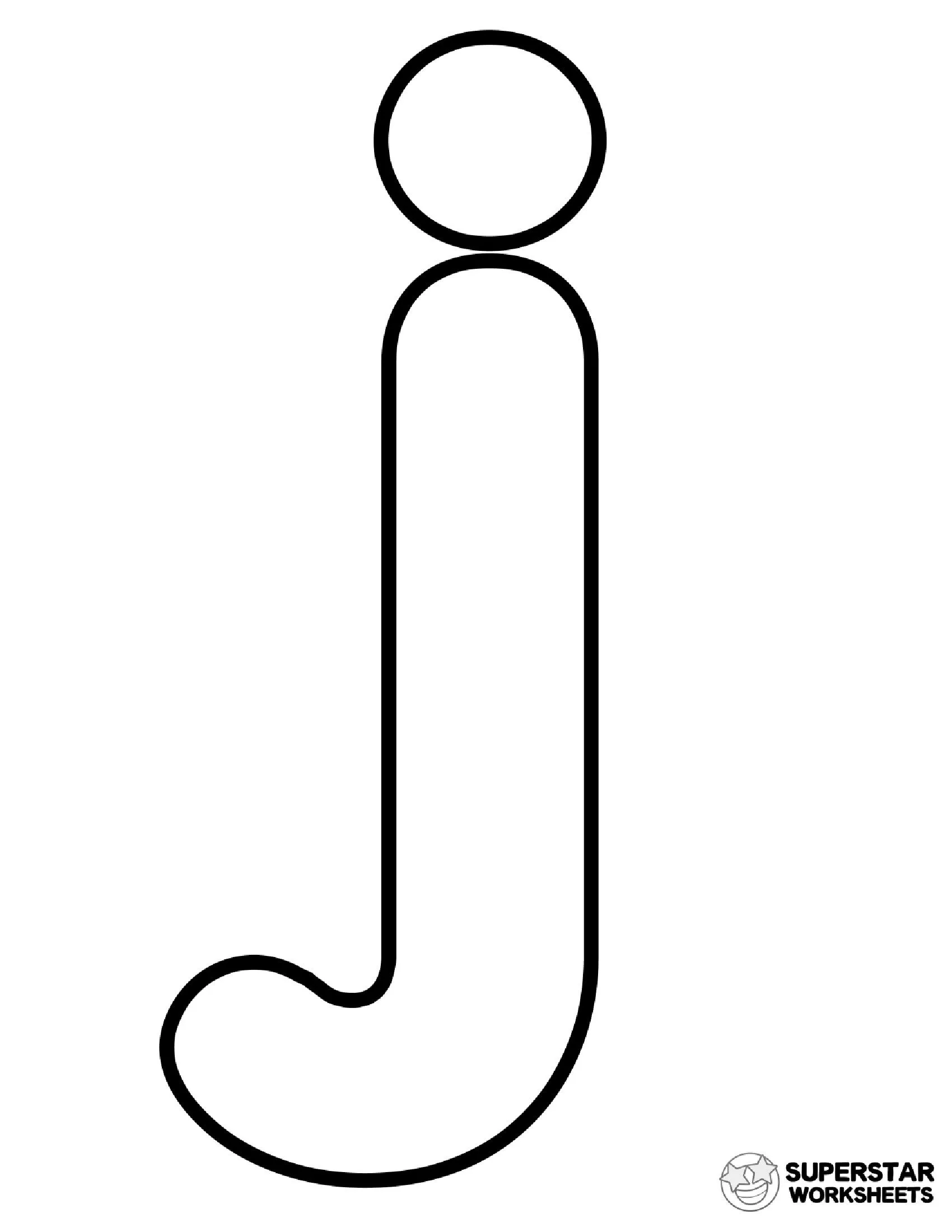 Molde de Letra para imprimir da Letra j Pequena em Estilo Contornado