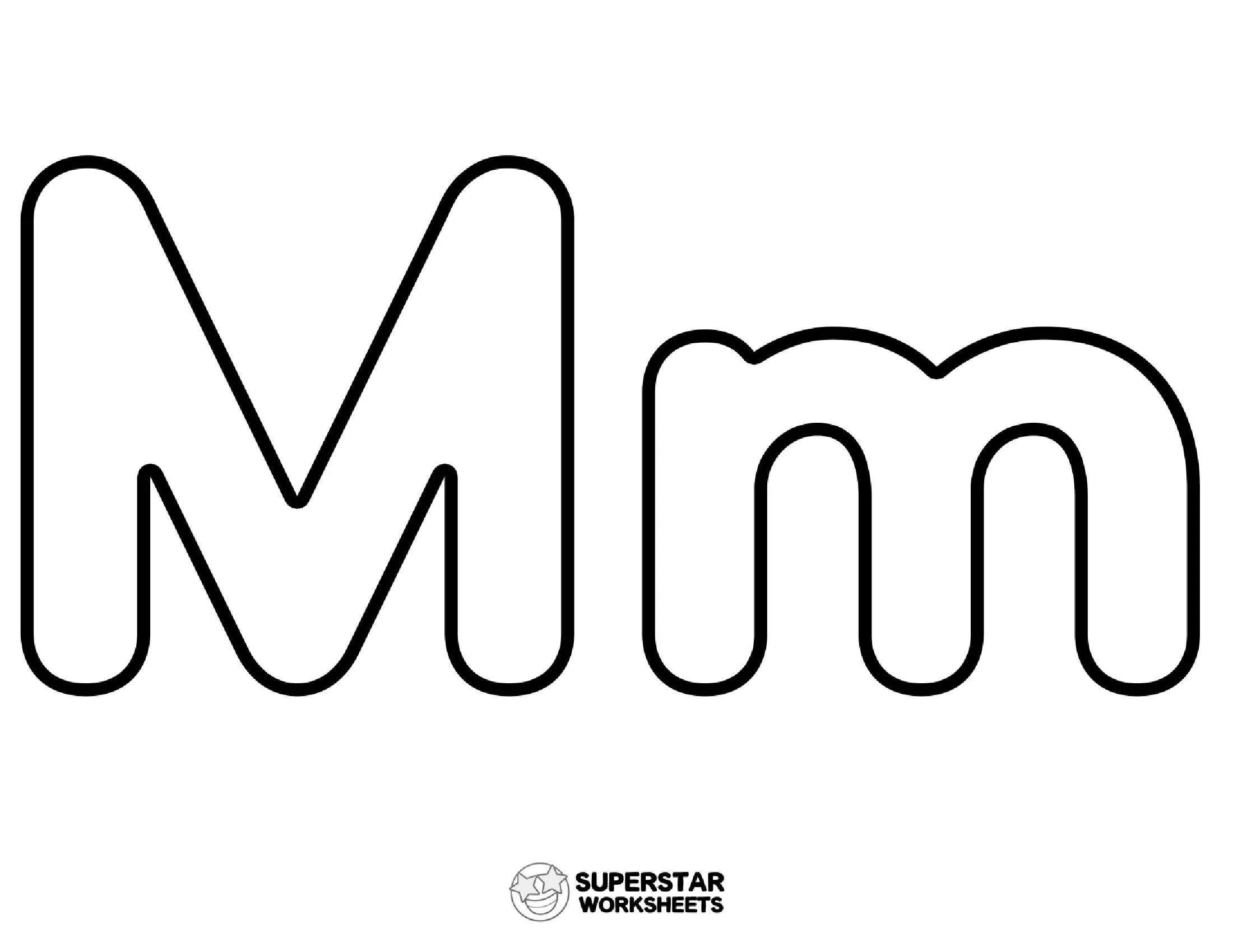 Molde de Letra para imprimir da Letra M e m Bold para Atividades Educativas