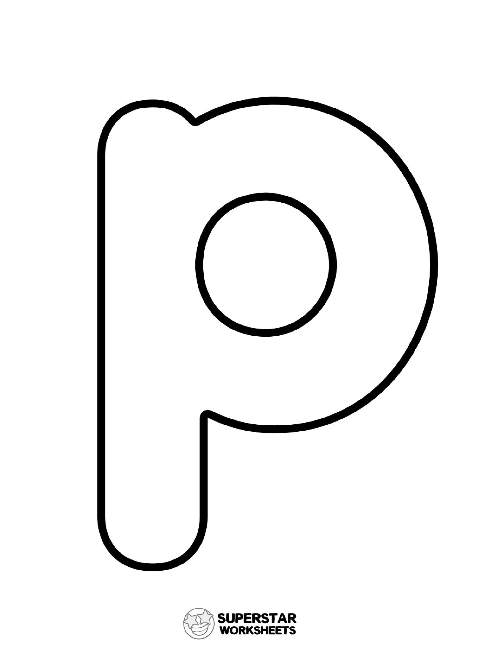 Molde de Letra para imprimir da Letra p Pequena em Negrito