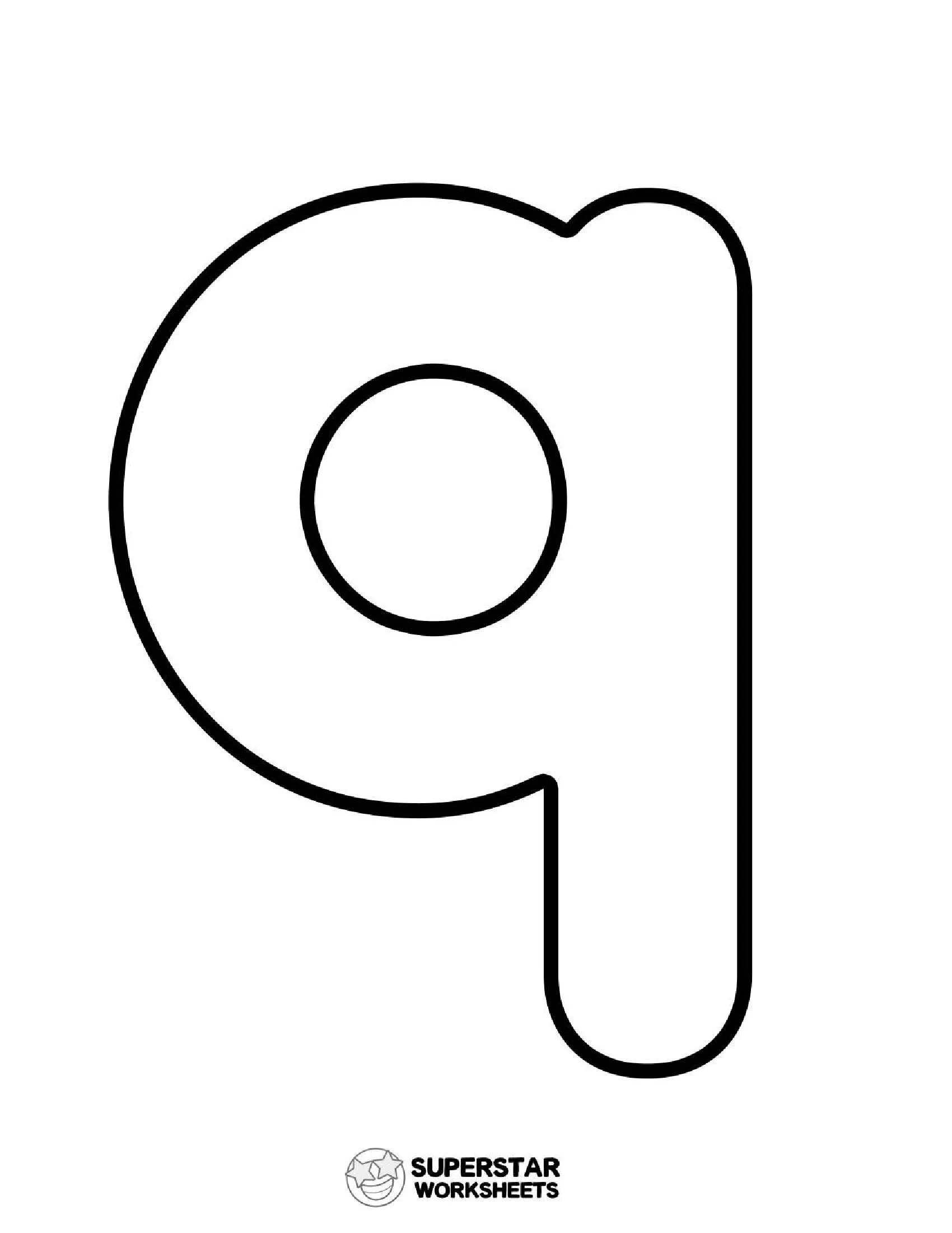 Molde de Letra para imprimir da Letra q Minúscula para Atividades