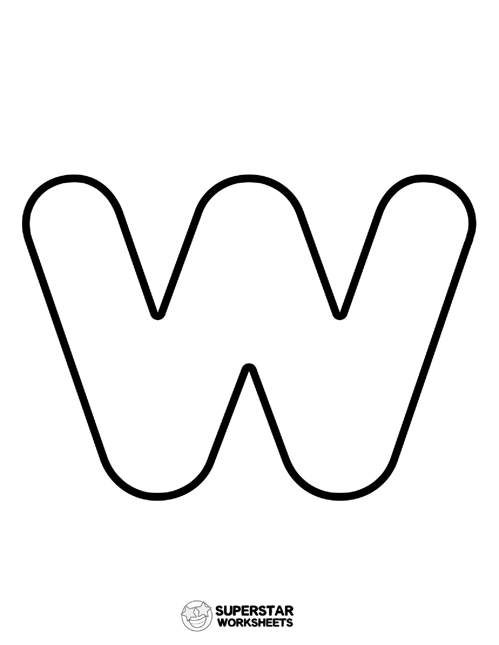 Molde de Letra para imprimir da Letra w Minúscula em Negrito