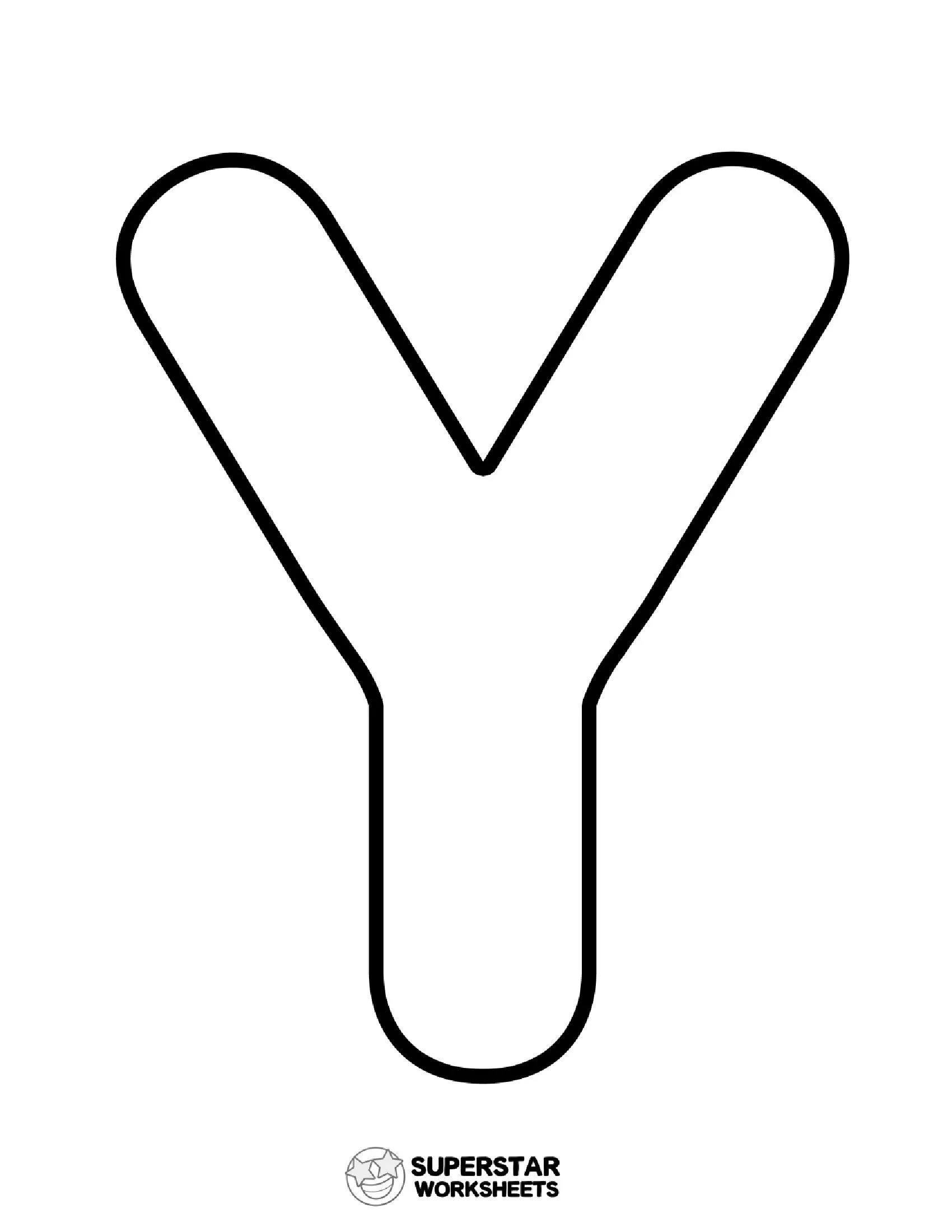 Molde de Letra para imprimir da Letra Y Grande e Contornada