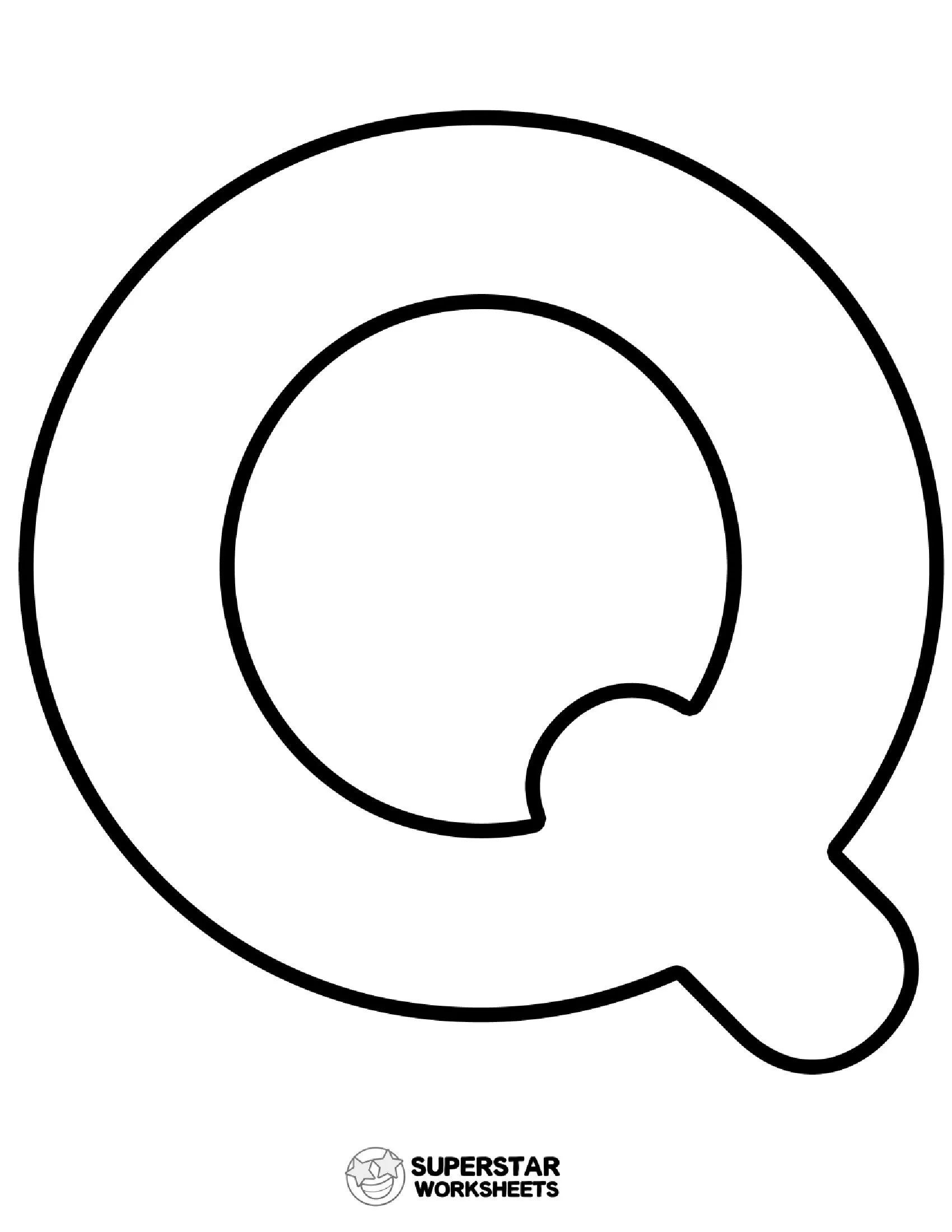 Molde de Letra Q Grande para Imprimir - Superstar Worksheets