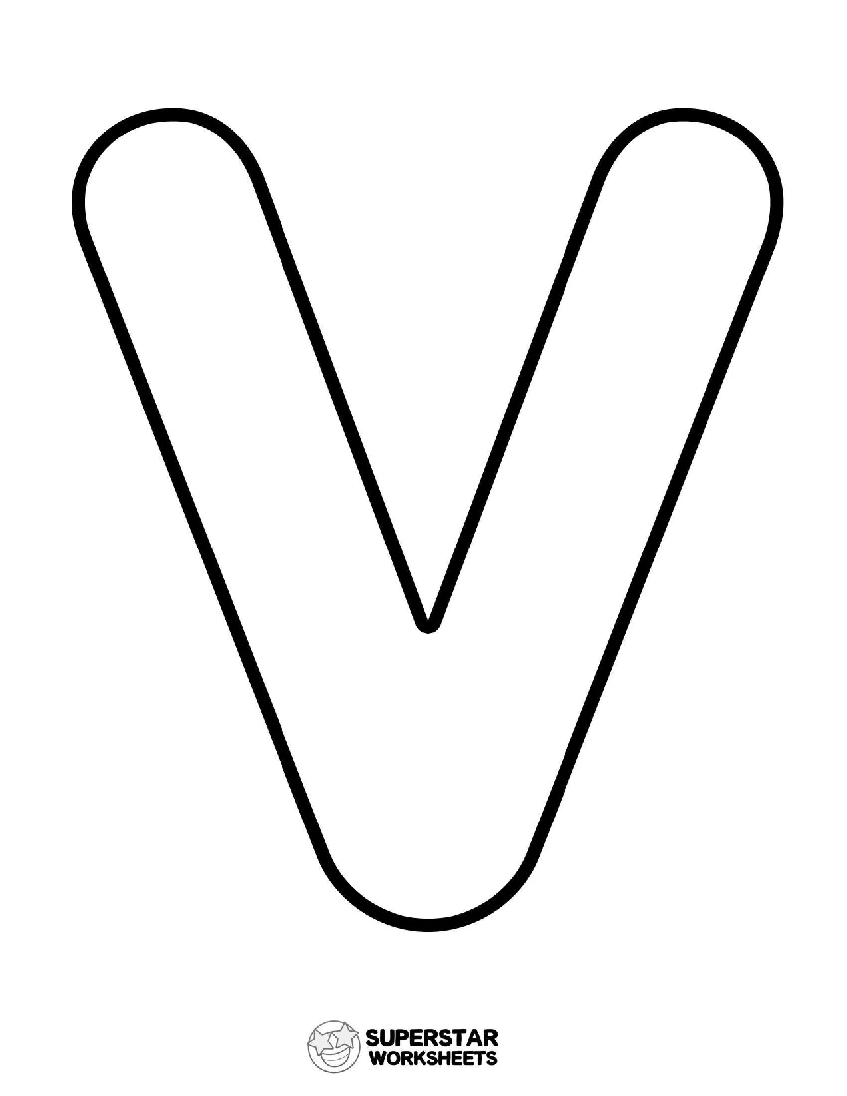 Molde de Letra V Maiúscula para Imprimir - Superstar Worksheets