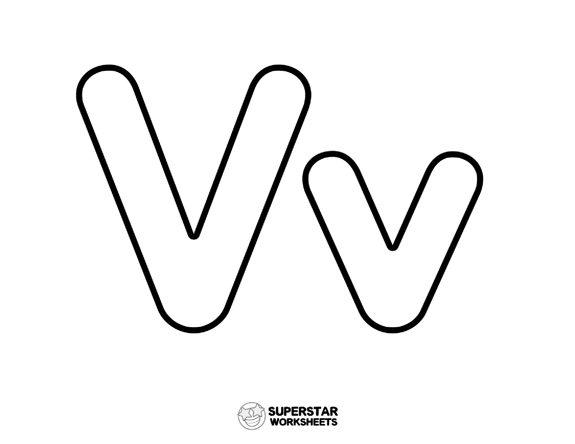 Molde de Letra V para imprimir em Estilo Contorno Preto