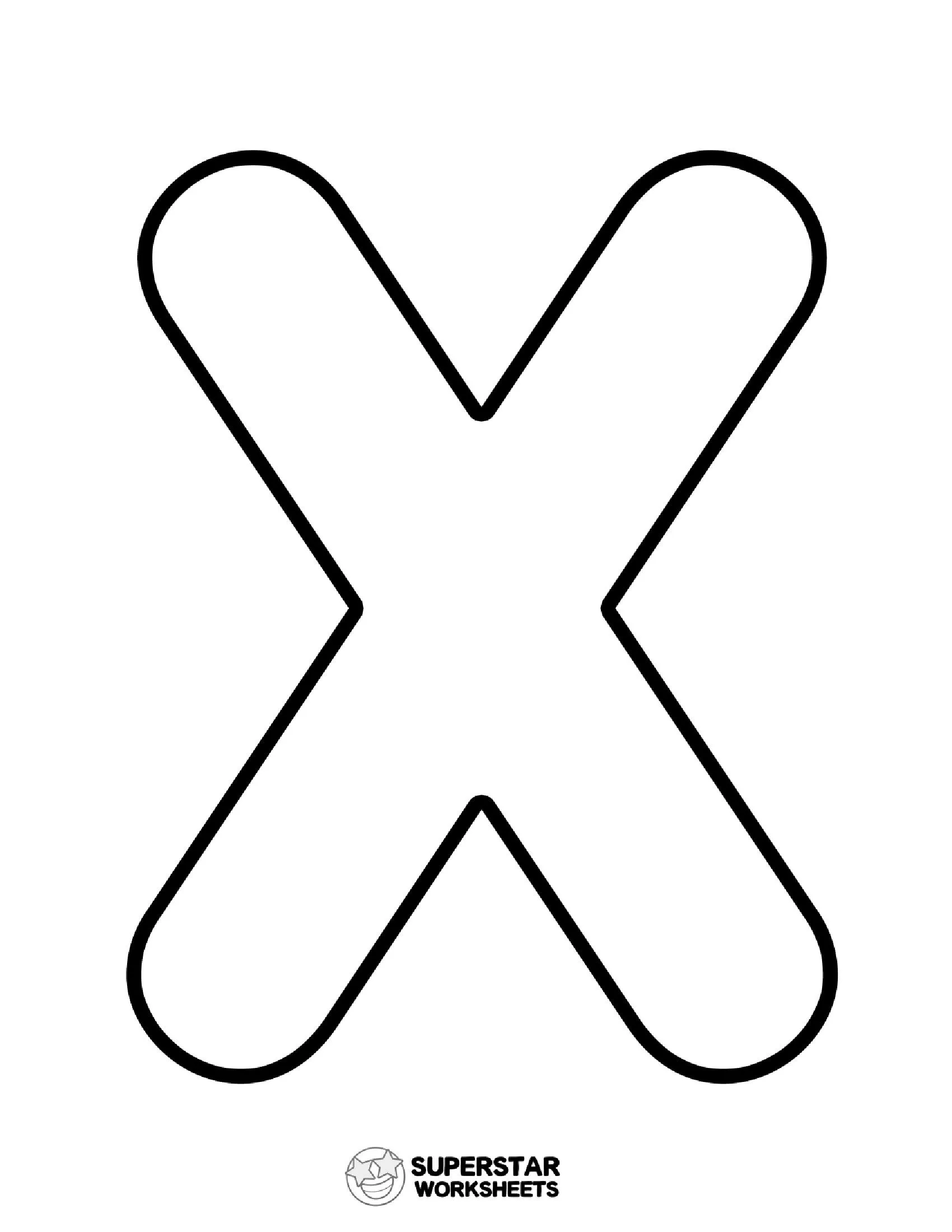 Molde de Letra X Maiúscula para Impressão em Papel