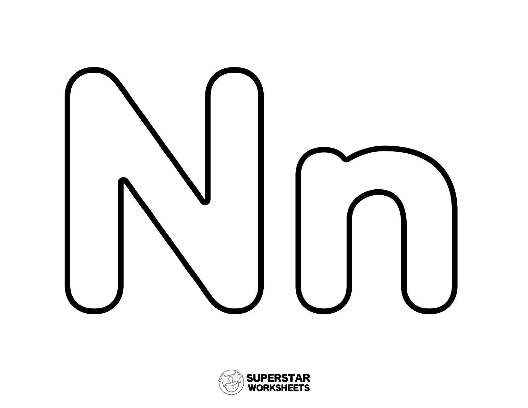 Molde de Letras Maiúscula e Minúscula N para Imprimir Grátis